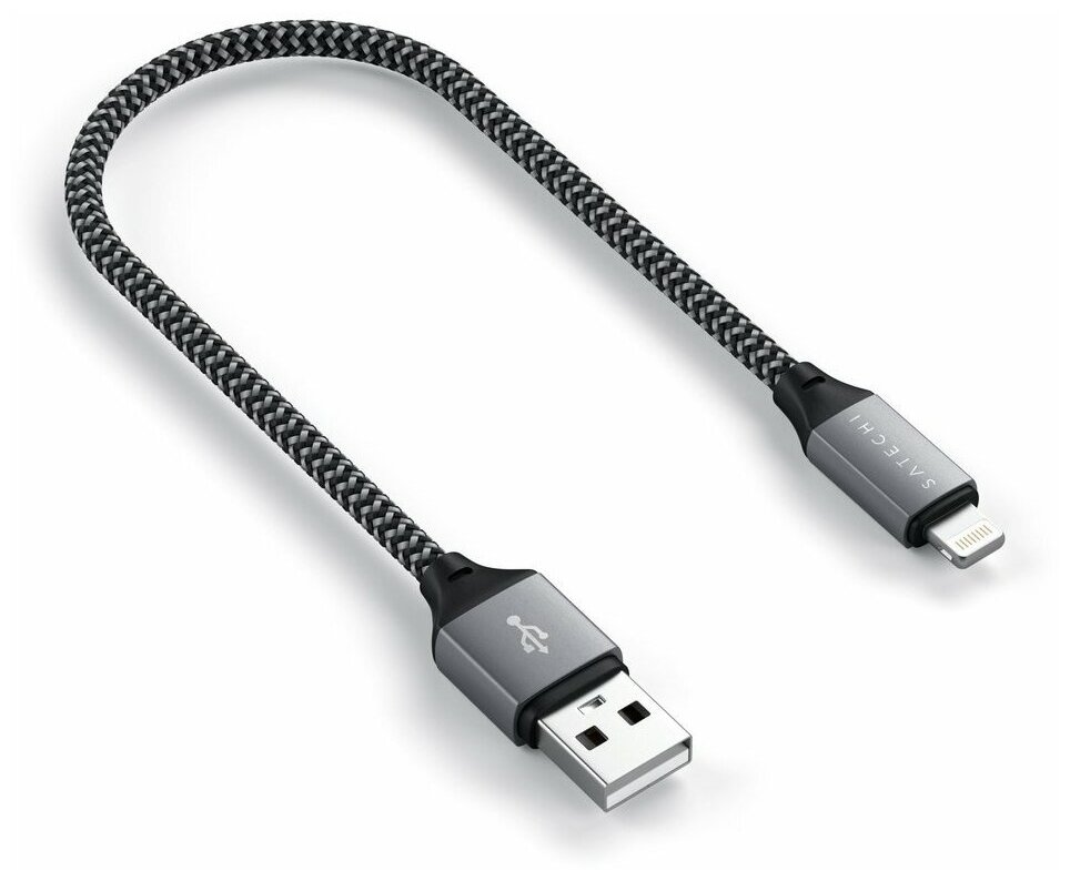 Кабель Satechi USB-A - Lightning (ST-TAL), черный/серый, 0.25 м