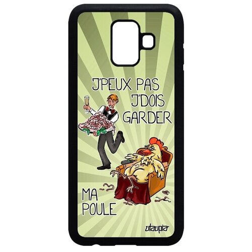 фото Противоударный чехол на телефон // samsung galaxy a6 2018 // "не могу - у меня курица!" рисунок комикс, utaupia, светло-зеленый