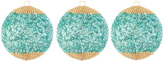 Набор елочных шаров KARLSBACH 11869, бирюзовый/золотистый, 7 см, 3 шт.