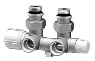 Узел термостатический Н-образный FAR с зап. клапанами, угл, 3/4"EU - 1/2"НР, FT 1487 3412