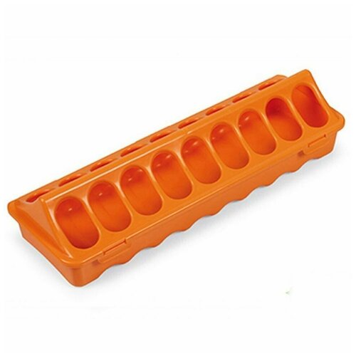 Кормушка-поилка лотковая 30 см пластик для цыплят, оранжевый, комплект 5 шт.