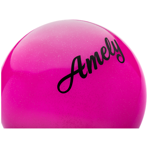 Мяч для художественной гимнастики Amely AGB-102, 15 см, розовый с блестками