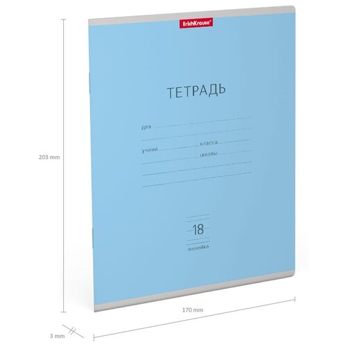 Тетрадь школьная ученическая ErichKrause® Классика голубая, 18 листов, линейка 60 шт