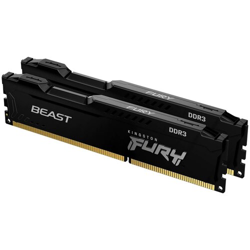 Оперативная память для компьютера Kingston FURY Beast Black DIMM 16Gb DDR3 1600 MHz KF316C10BBK2/16 оперативная память dimm kingston fury beast black rgb pnp 16gb 8gb x2 ddr4 2666 kf426c16bb2ak2 16