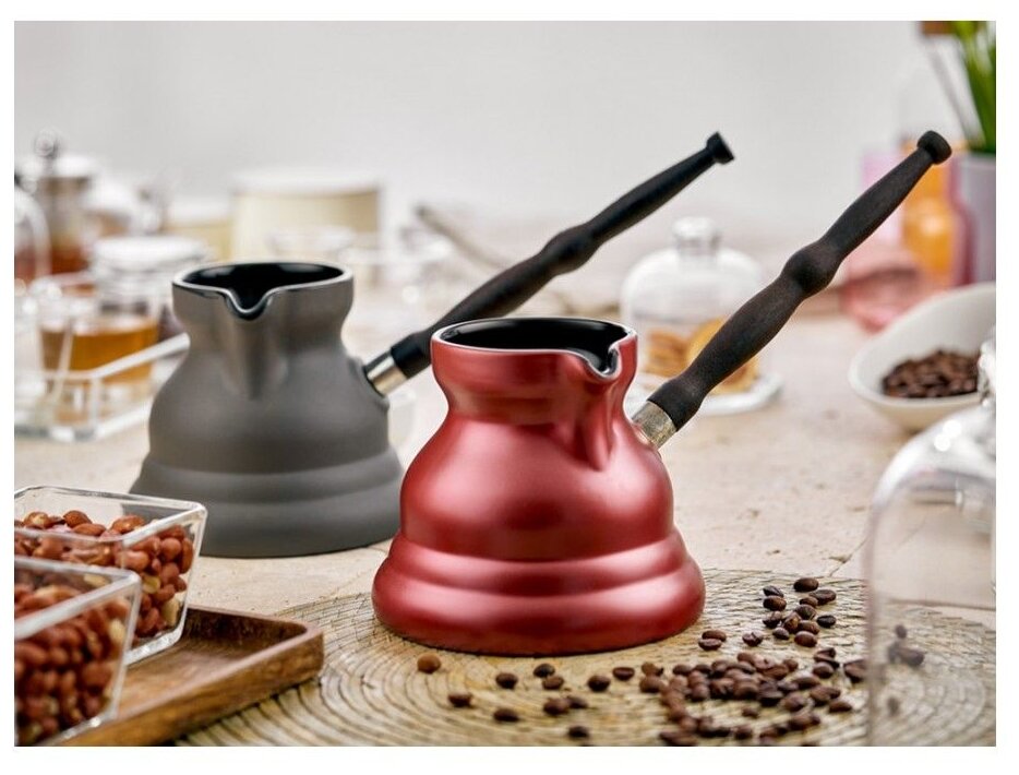 Турка керамическая для кофе Ceraflame Vintage с индукционным покрытием, 650 мл, цвет красный Hoff - фото №18