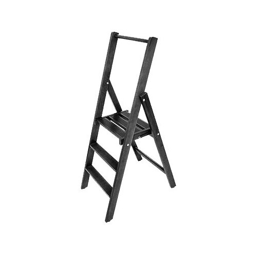 Стремянка деревянная ласточка для дома, три ступени, черный