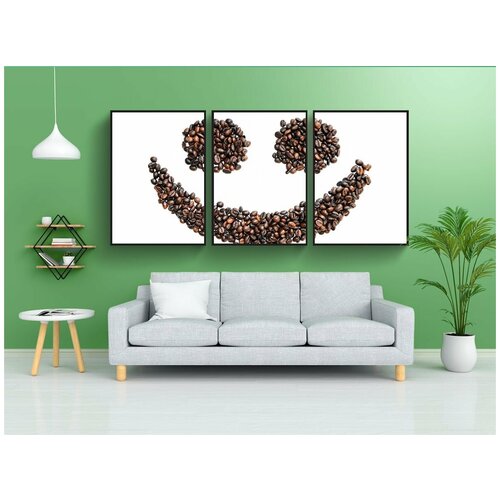 фото Набор модулных постеров для интерьера "кофейные зерна, смайлик, задний план" 60x90 см. в тубусе, без рамки lotsprints