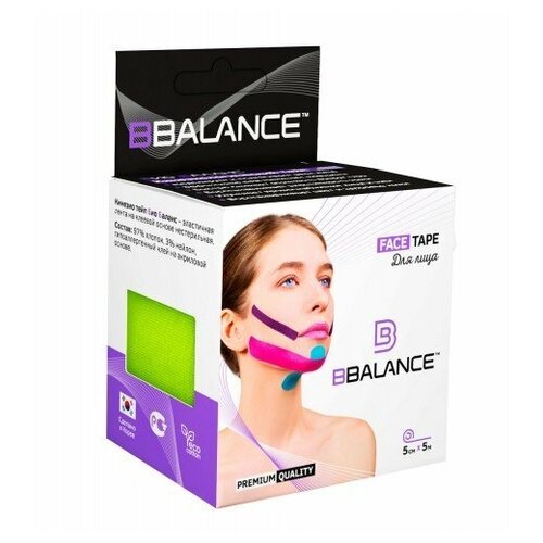 фото Кинезио тейп для лица bb face tape™ 5см х 5м лайм bbalance
