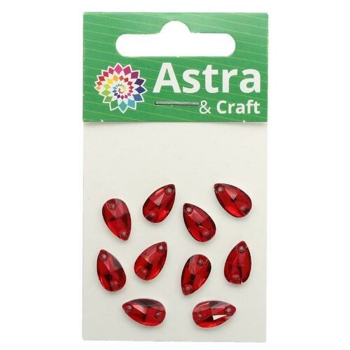 Хрустальные стразы пришивные формы капля цвет красный 7x12 мм 10 штук арт ХК006НН712 288₽