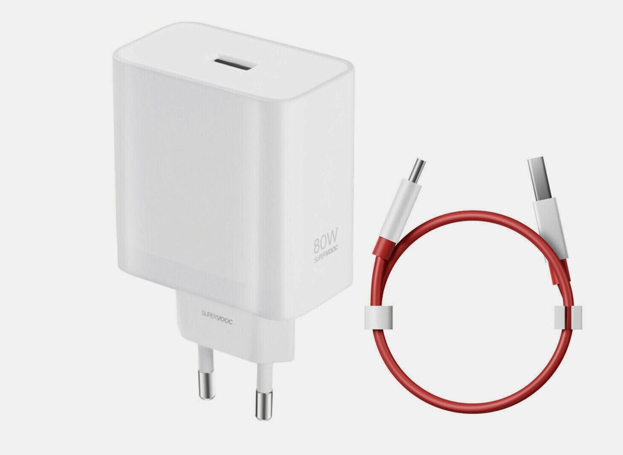 Сетевое зарядное устройство VCB8JAEH SuperVooc для Oppo OnePlus Realme с USB входом 80W (цвет: White)