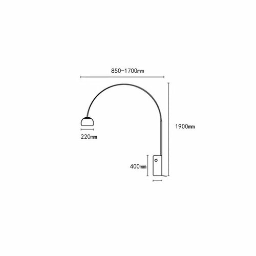 Торшер большой в стиле Arco Lampe (средний размер 1700*1900 мм, белый мрамор, матовый плафон, круглый стержень)