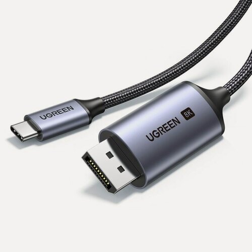 Изображение товара Кабель UGREEN CM556 (25839) USB-C to DisplayPort 8K Cable. Длина: 3м. Цвет: серебристый