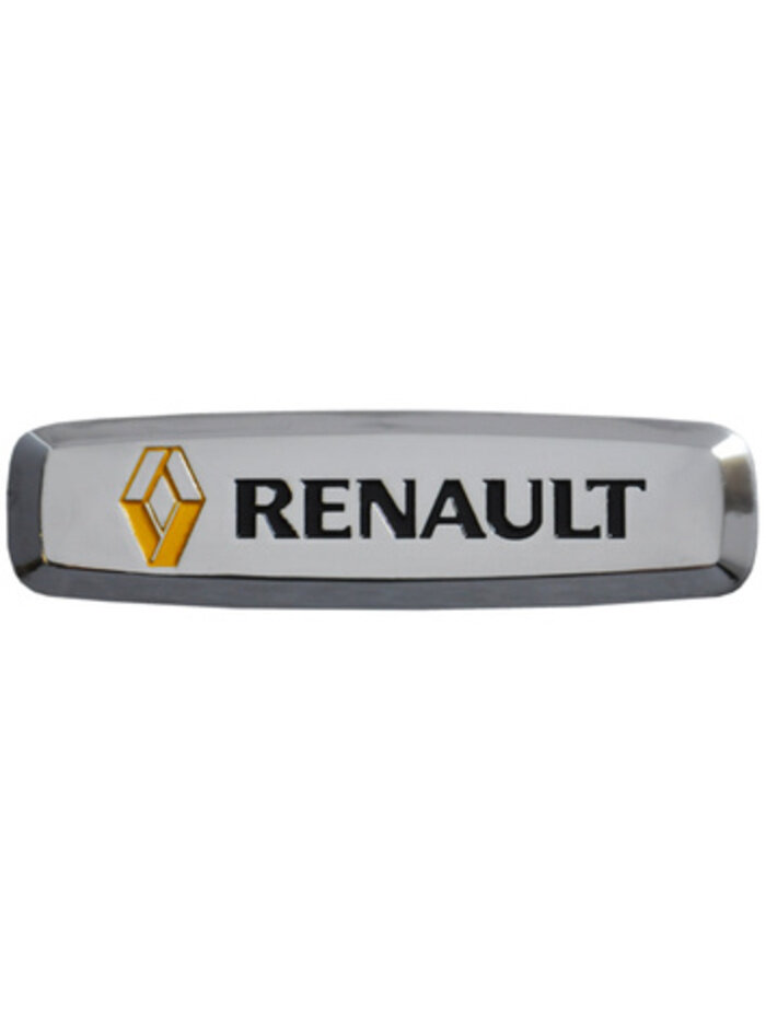 Комплект шильдиков металлических с эмблемой авто "RENAULT" и 4 винтовыми креплениями (Пара)