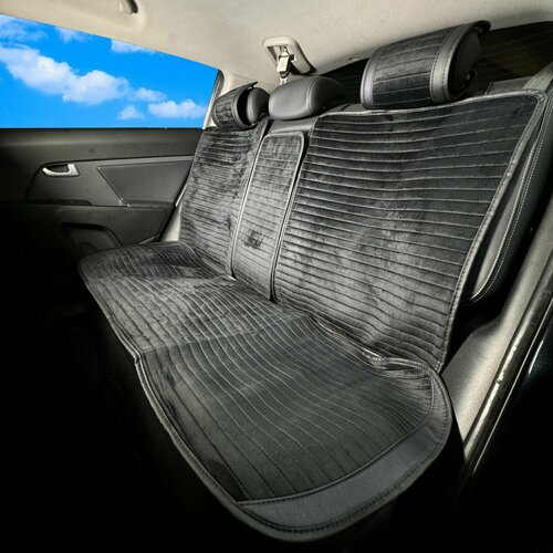 Накидки для Митсубиси Монтеро Спорт (2019 - 2024) внедорожник 5 дверей / Mitsubishi Montero Sport на задние сиденья MONACO, Велюр с экокожей, Черный.