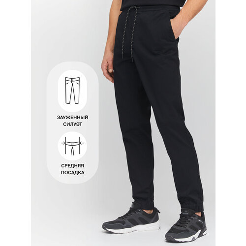Брюки спортивные джоггеры Zolla, размер 34, черный брюки джоггеры zolla размер 34 серый