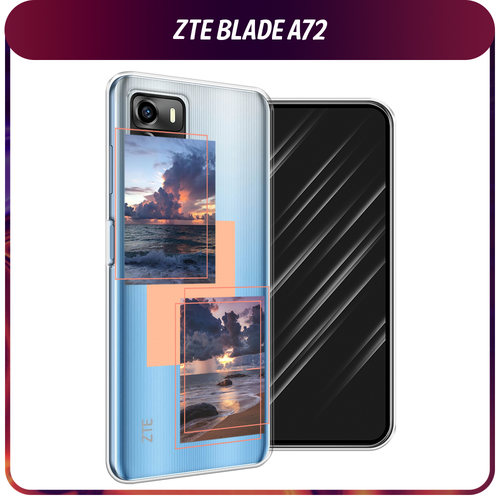 Силиконовый чехол на ZTE Blade A72/V40 Vita / ЗТЕ Блэйд А72/V40 Вита Sky collage, прозрачный