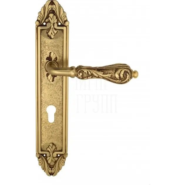 Дверная ручка Venezia "MONTE CRISTO" на планке PL90 французское золото (cyl)
