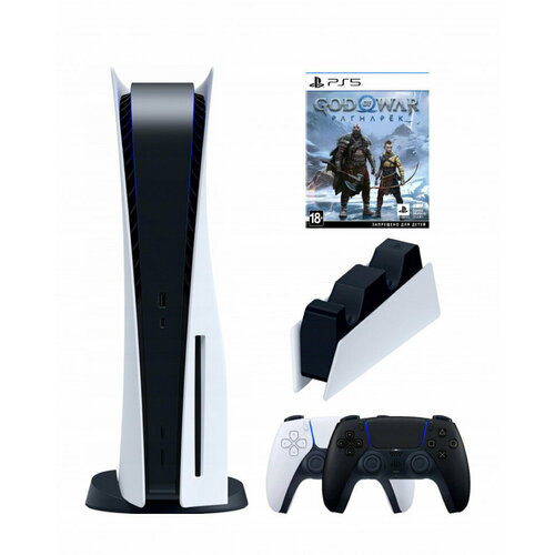 Игровая приставка Sony PlayStation 5 (3-ревизия)+2-й геймпад(черный)+зарядное+God of War: Ragnarok(диск)