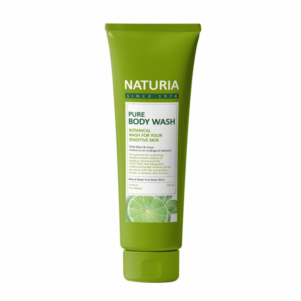 Гель для душа мята/лайм PURE BODY WASH (Wild Mint & Lime), 100 мл, NATURIA