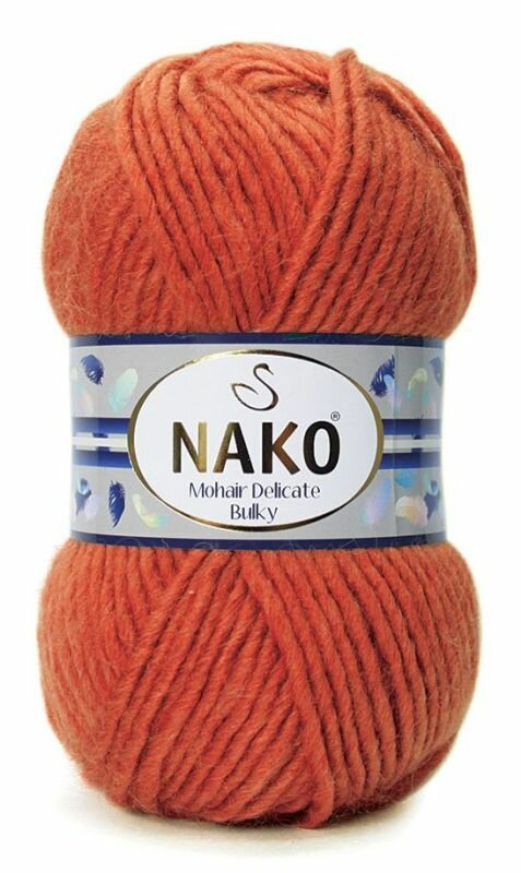 Пряжа NAKO Mohair Delicate Bulky (Нако), яр. оранжевый - 6963, 5% мохер, 10% шерсть, 85% акрил, 5 мотков, 100 г, 100 м.