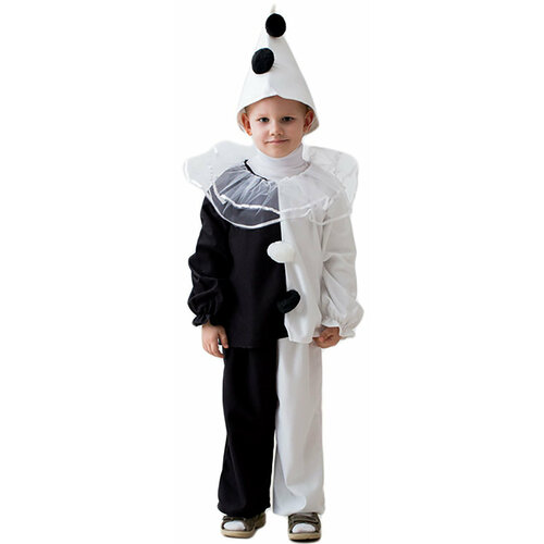 Карнавальный костюм детский Пьеро, праздничный наряд для мальчика, 3-5 лет, рост 104-116 см карнавальный костюм пьеро 3 5 лет 104 116см арт 1078