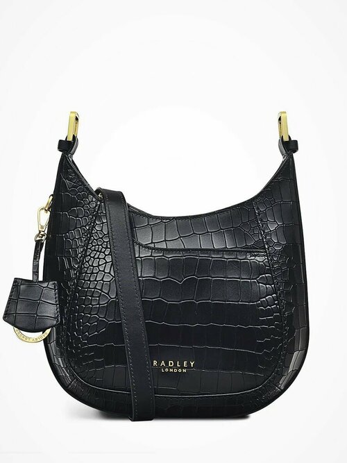 Сумка хобо Radley 106998, фактура тиснение, под рептилию, черный