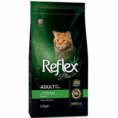 REFLEX Сухой корм, PLUS Adult Cat Food Chicken, для кошек с курицей, 1,5 кг