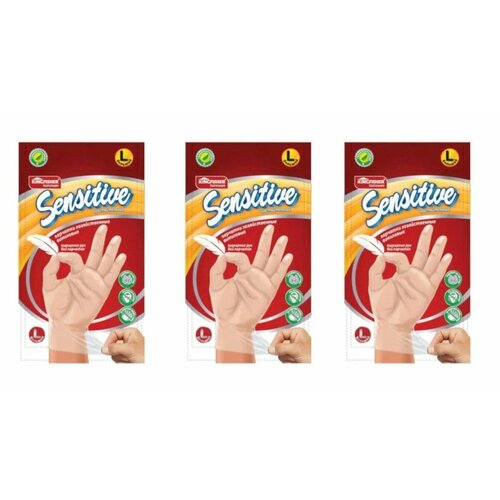 Перчатки виниловые Kingfisher Sensitive одноразовые Неопудренные размер L 10 шт в уп 3 упаковки 949₽