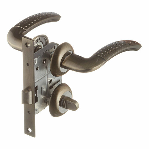 Комплект фурнитуры для двери Corsa Deco Rowan с замком и фиксатором круглая розетка античная бронза 3751₽