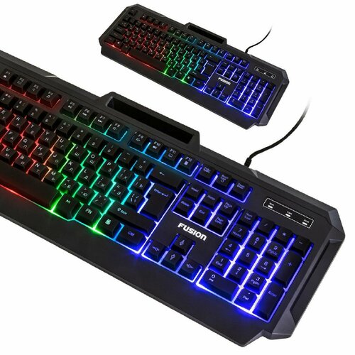 Клавиатура игровая FUSION GK-603 мембранная проводная с подставкой под телефон функция Anti-ghost 104 клавиши 143200₽