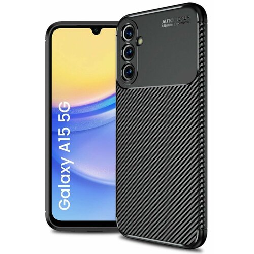 Накладка силиконовая для Samsung Galaxy A15 под карбон чёрная чехол накладка krutoff soft case салют для samsung galaxy a15 4g a155 черный