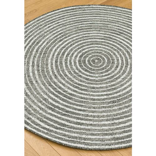 Ковер на пол, циновка 1,6 на 1,6 м в гостиную, для кухни, безворсовая, серая, тёмно-серая Orfeo DO4192-D47 круглая