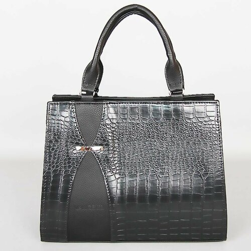 Сумка тоут Valigetti, фактура зернистая, черный