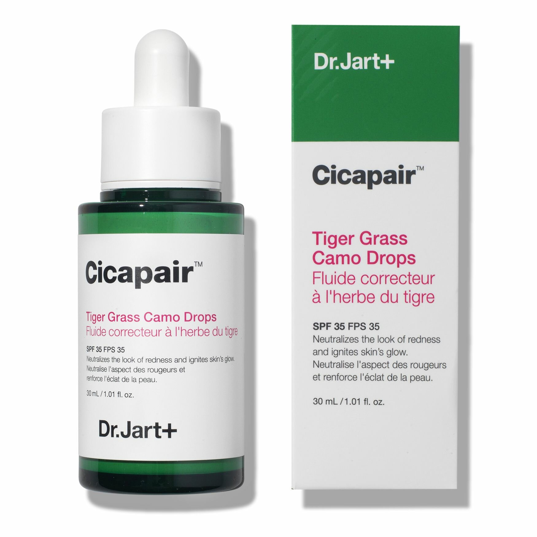DR. JART+ Восстанавливающая сыворотка, корректирующая цвет лица Cicapair Tiger Grass Camo Drops SPF 35