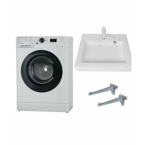 Стиральная машина INDESIT BWUA 41051 WB RU и раковина над стиральной машиной Солярис 50 39350₽