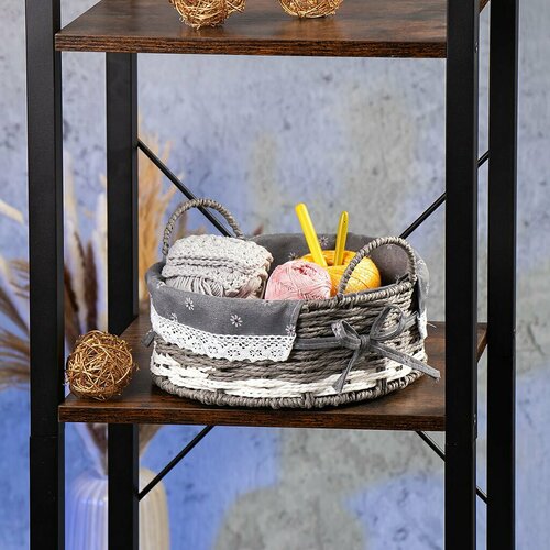 Корзина 25х10 см круглая плетеная с металлическим каркасом и текстильной вставкой с ручками Y028-2 973₽