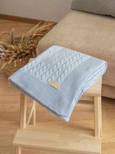 Изображение товара Плед детский вязаный 110x130 цвет Голубой