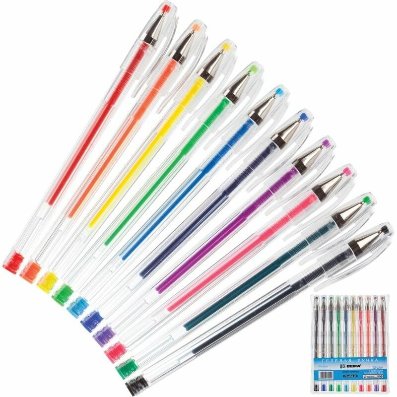 Набор ручек гелевых 10цв. Beifa PX888-10 PVC, 0,5мм
