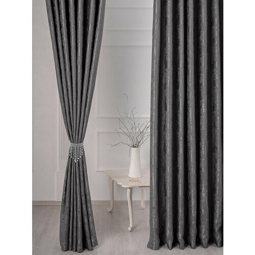 Шторы мрамор для спальни для гостиной 400x270 (200x270-2 шт.) тёмно-серый/Шторы для кухни