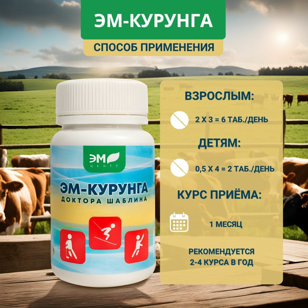 Картинки ЭМ-Курунга доктора Шаблина, таблетки 60 шт. - набор 2 шт.