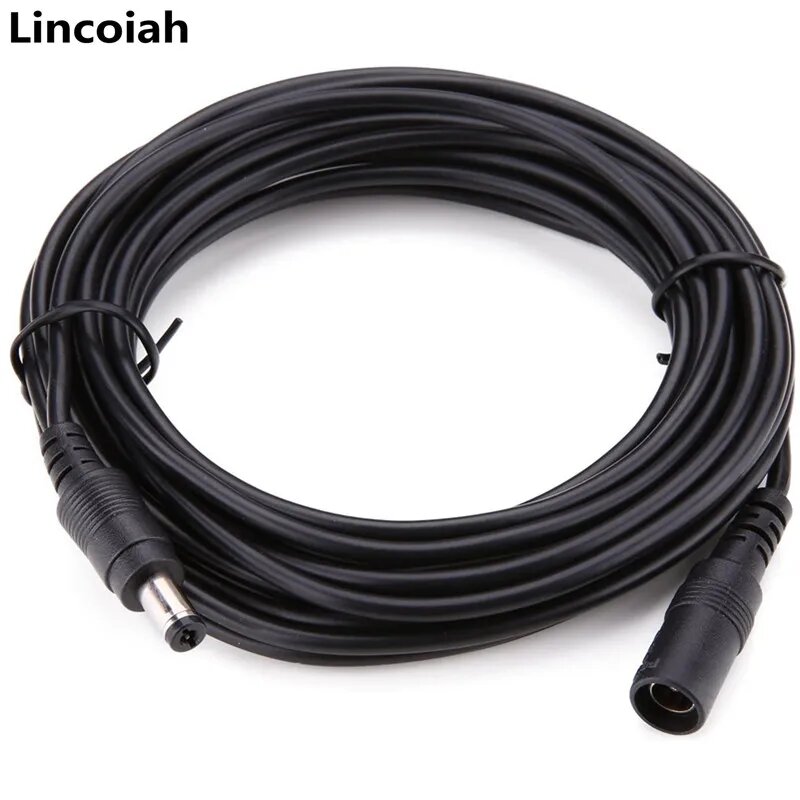 Удлинительный кабель постоянного тока Lincoiah 5,5 мм x 2,1 мм, DC Cable Black 5M