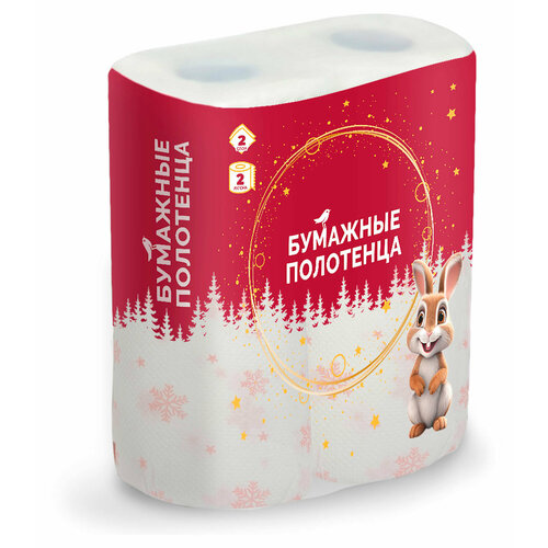 Полотенца бумажные ашан Красная птица 2 слоя, 2 рулона 208048