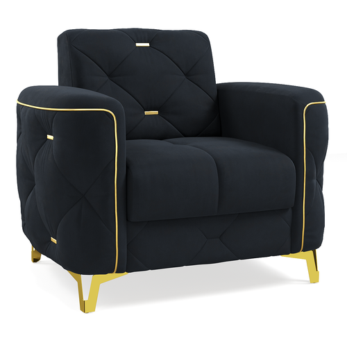 Кресло Дубай Велюр чёрный / ножки - золото Djivani