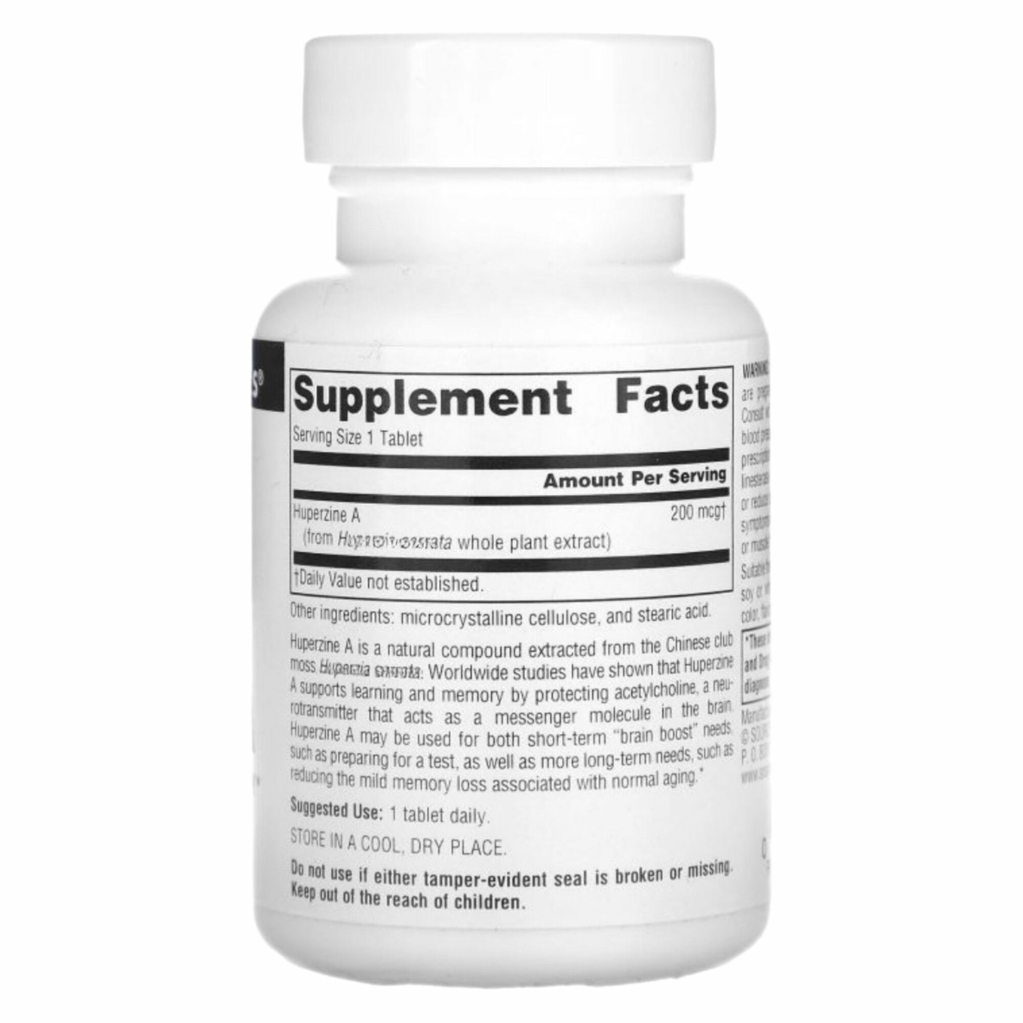 Картинки Source Naturals, Huperzine A, Гуперзин A, поддержка когнитивных функций, 200 мкг, 120 таблеток