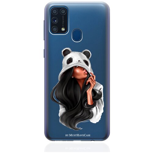 Прозрачный силиконовый чехол MustHaveCase для Samsung Galaxy M31 Panda Girl/ Панда для Самсунг Галакси М31