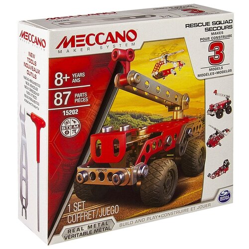 конструктор meccano build Meccano Металлический конструктор - Техника службы спасения (3 модели, 87 дет.)