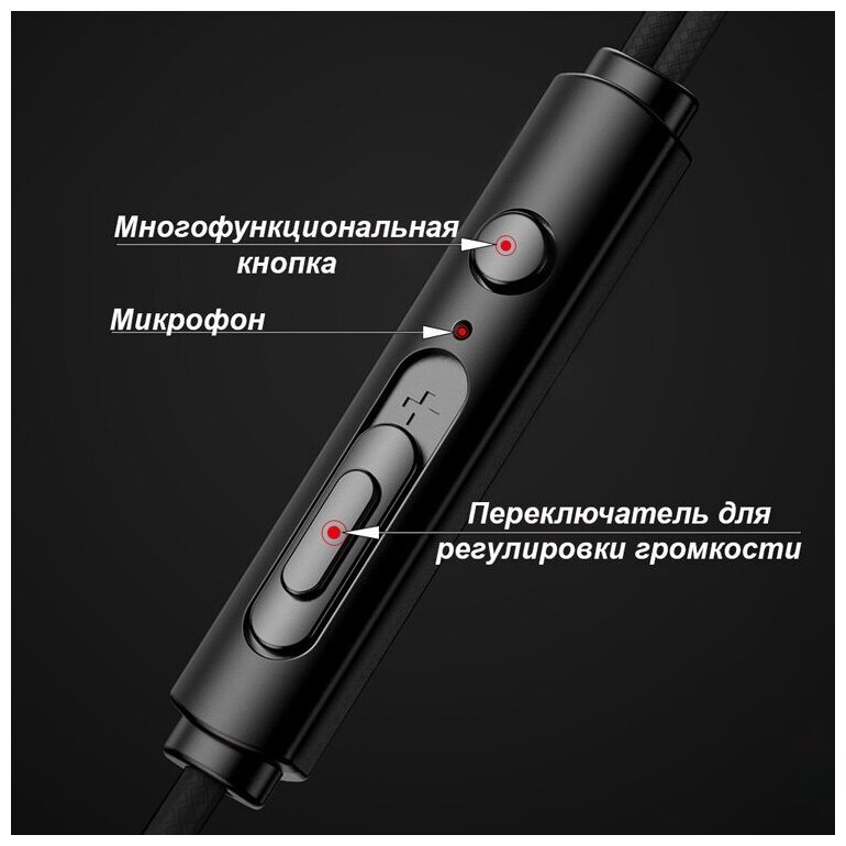 Наушники Baseus GAMO Type-C/AUX Wired Earphone C15, двойной микрофон, Красный, NGC15-91