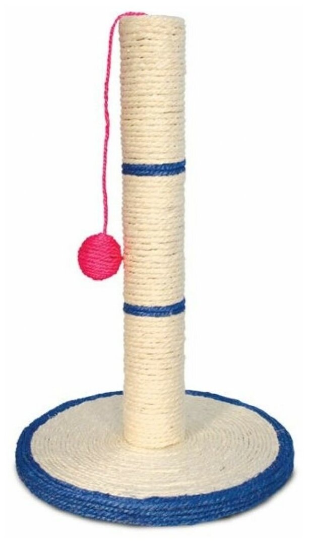 Когтеточка для кошек Triol Столбик с шариком, из сизаля 62 см