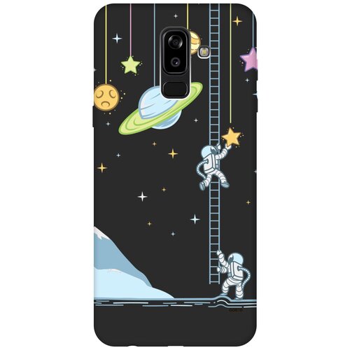 Матовый Soft Touch силиконовый чехол на Samsung Galaxy J8, Самсунг Джей 8 с 3D принтом Ladder into Space черный матовый soft touch силиконовый чехол на samsung galaxy m13 самсунг м13 с 3d принтом ladder into space черный