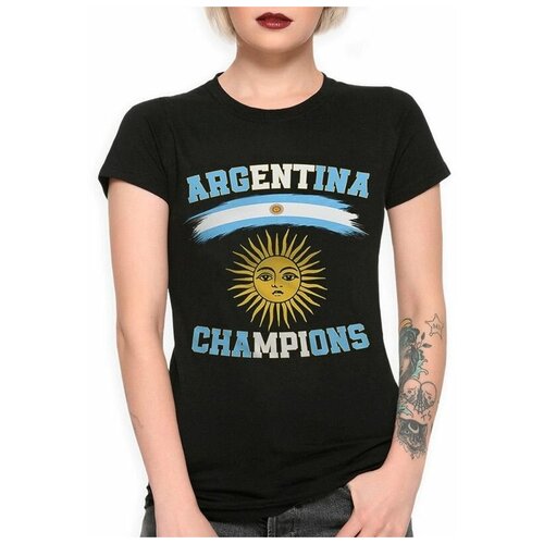 Футболка Dream Shirts Сборная Аргентины Чемпионы Мира 2022 Женская Черная S